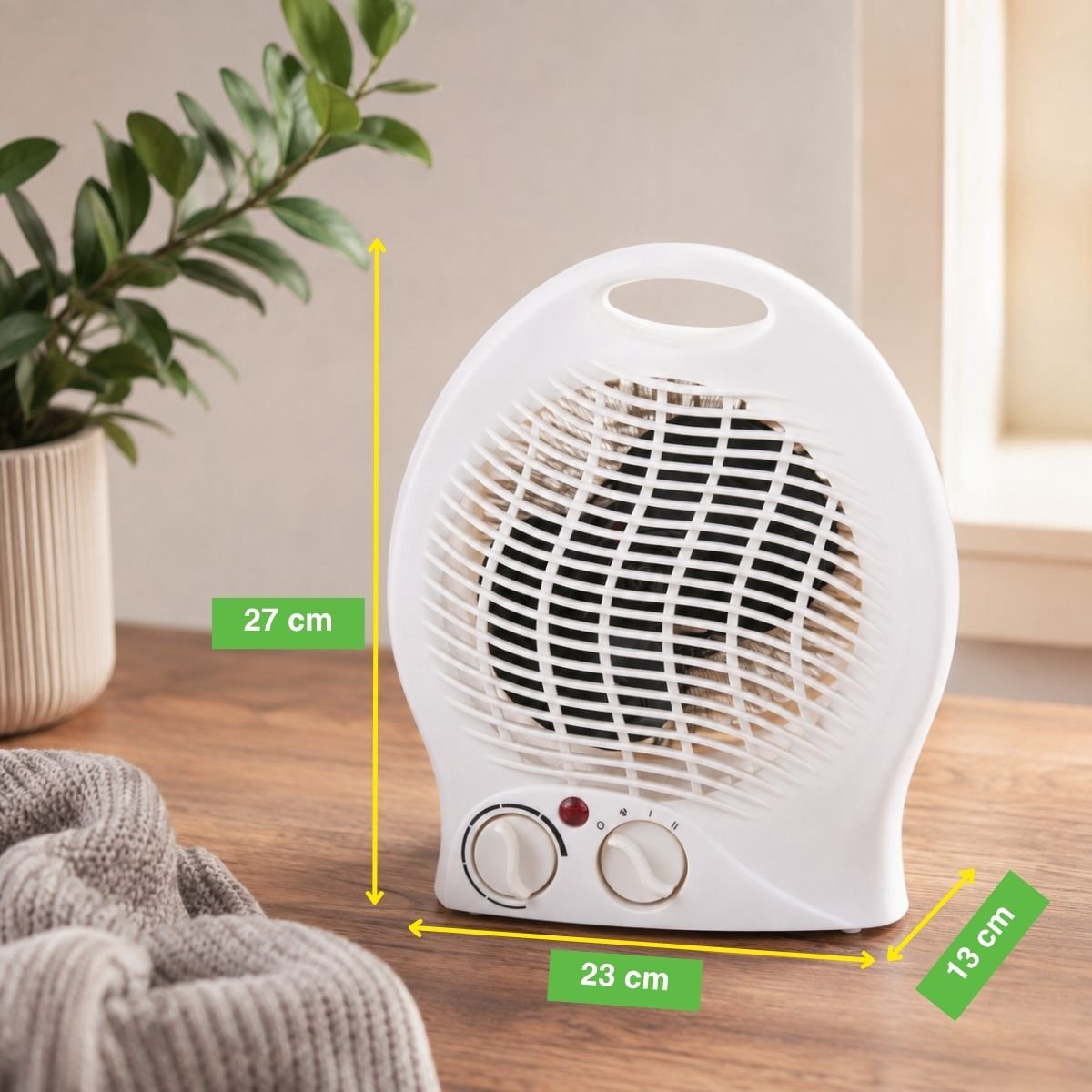 Kinzo Ventilatorkachel 2000W Wit - Elektrische Kachel met 2 Warmtestanden en Koude Luchtstand - Oververhittingsbeveiliging - Compacte Ventilatorkachel met Draaggreep - Afmetingen 22x13x27 cm