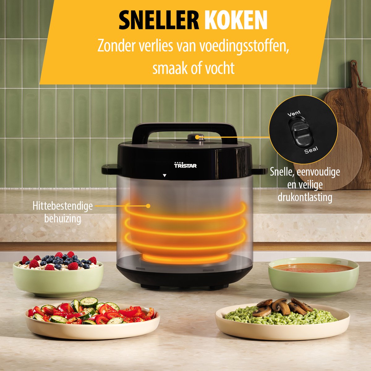 Tristar RK-6160 - Rijstkoker met stomer - Multicooker - Slowcooker - Snelkookpan - 6L - 1000W - Zwart – foto 3