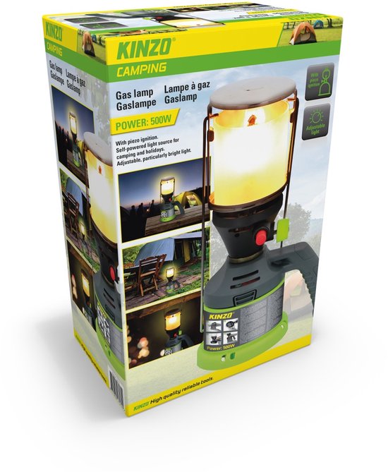 Kinzo Gaslamp - Incl. 3 Gaskousjes - voor Camping en Outdoor - Handvat - Piezo Ontsteking van Kinzo — afbeelding 3