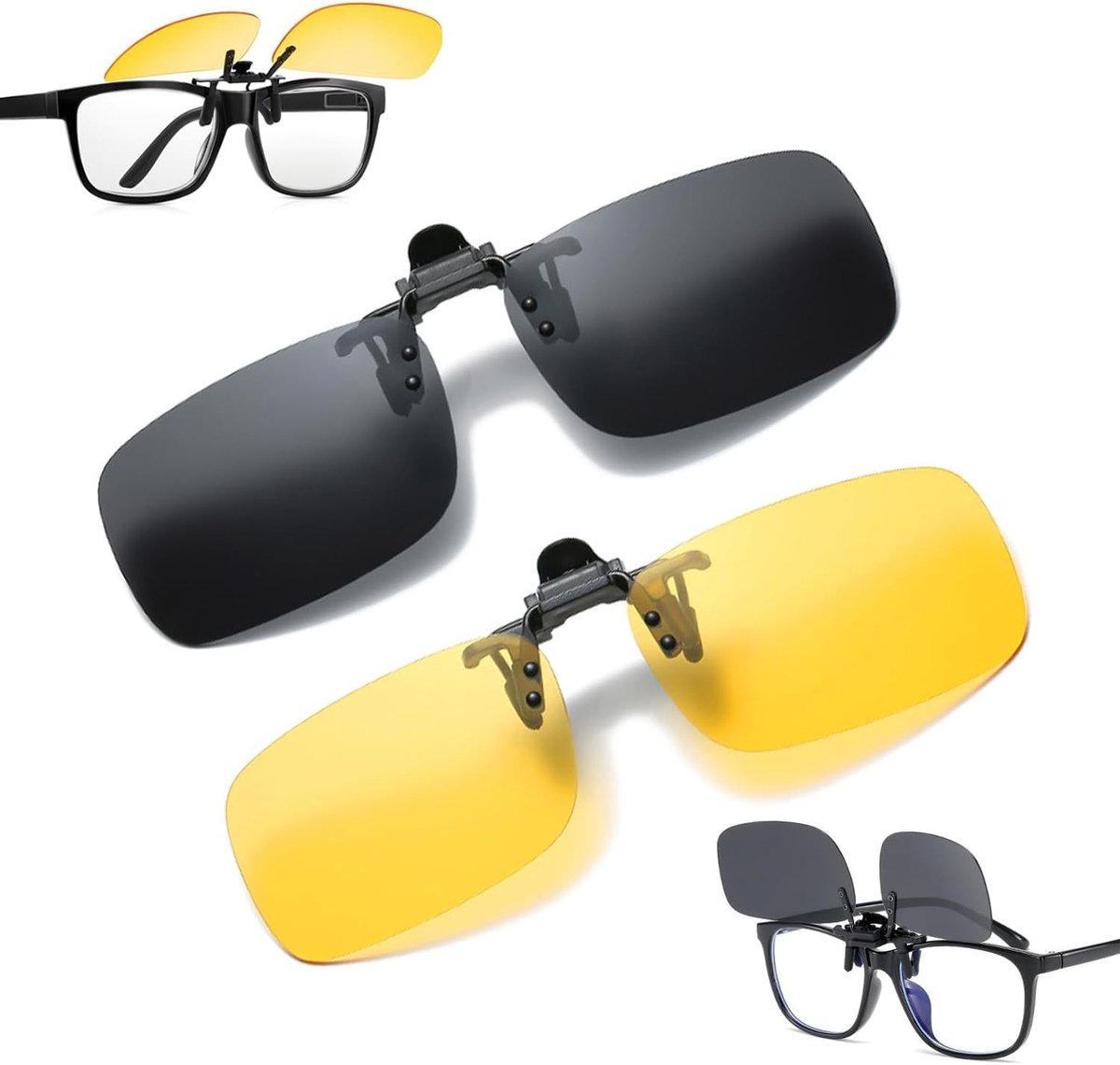 Set van 2 Polaroid Nachtzicht Zonnebrillen met Anti-Glare, Ideaal voor Autorijden, Vissen en Sportactiviteiten, Donkergrijs