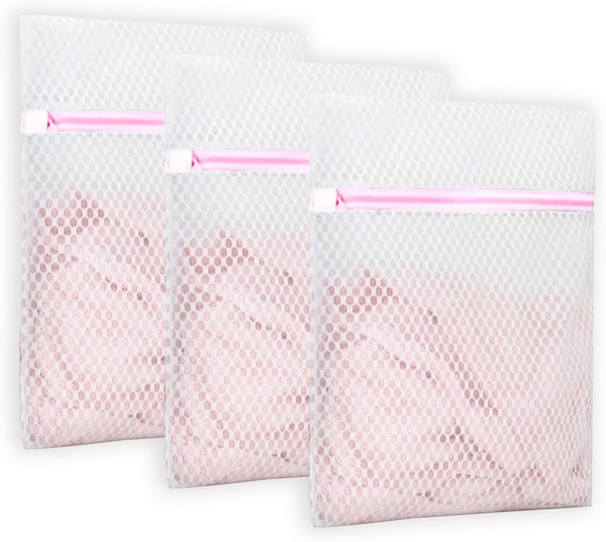 Set van 3 Herbruikbare Waszakken met Ritsen, 12"x16" voor Delicate Kleding, Ondergoed en Reisorganizer