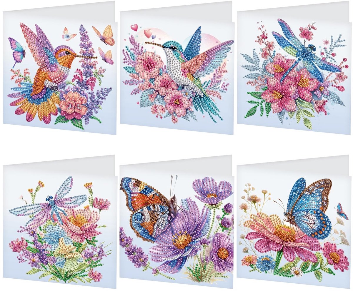 Elzusha - Set van 6 Diamond Painting Wenskaarten met Natuurthema