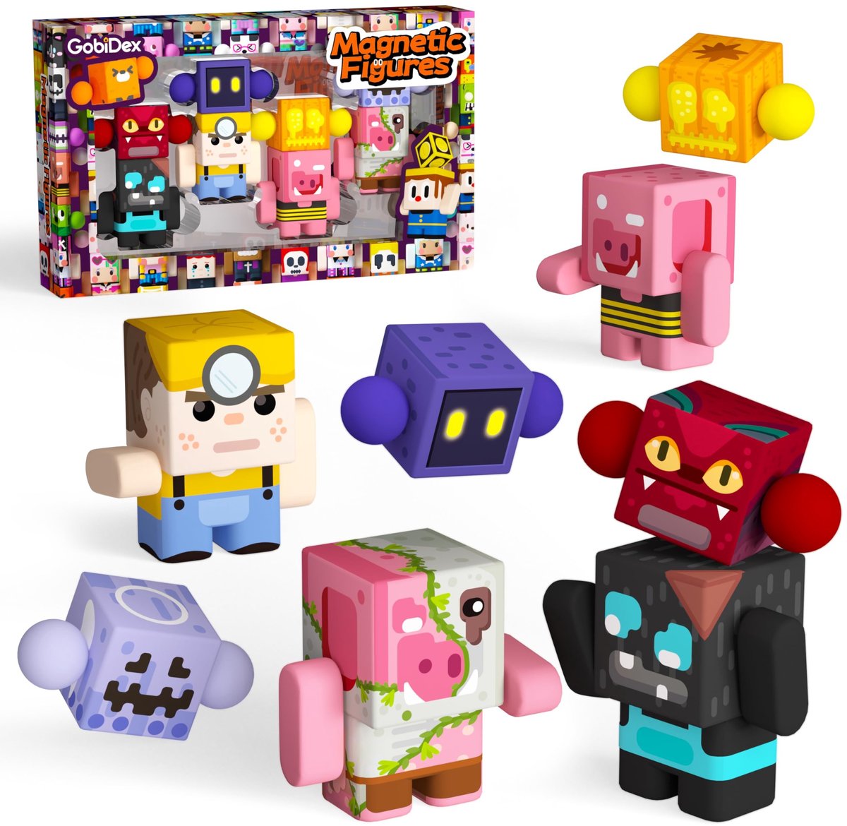 Elzusha - Magnetische Bouwblokken Figuren Set - 8 Stuks voor Kinderen vanaf 3 Jaar