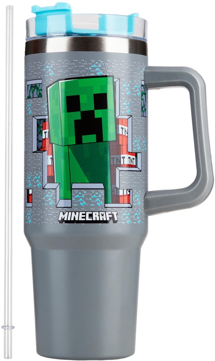 Elzusha - Isolerende Kindermok - 30 fl oz - Grijs Minecraft