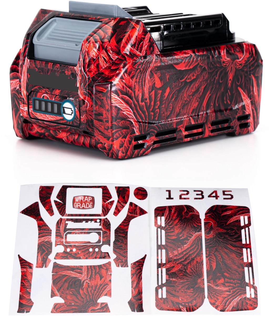 Elzusha - Sticker voor 40Vmax BL4025 en BL4020 - Phoenix Feather Rood