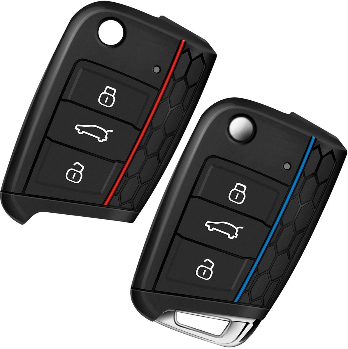 Elzusha - Autosleutel Hoes voor VW - Silicone Bescherming in Rood en Blauw
