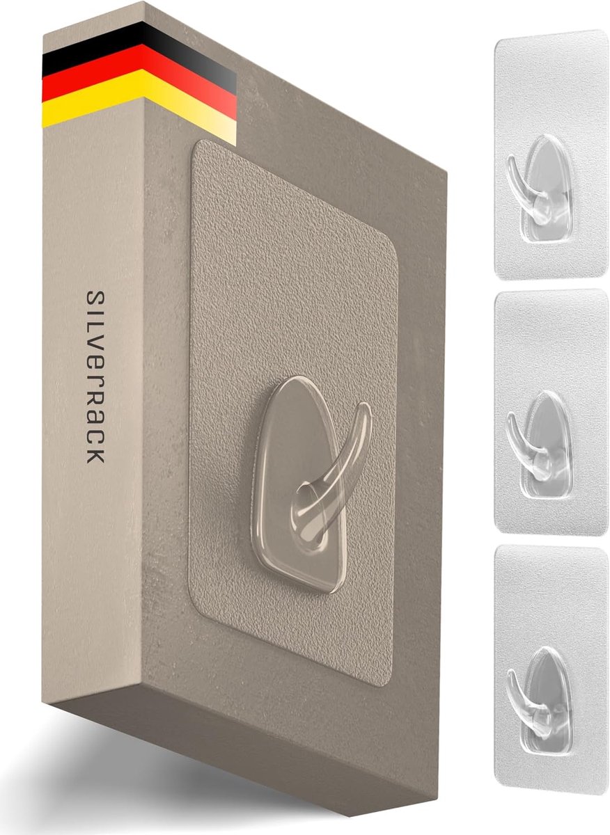 Wandhaak - Set van 4 - 8 x 6 cm - Zonder Boren - Draagvermogen 3 kg