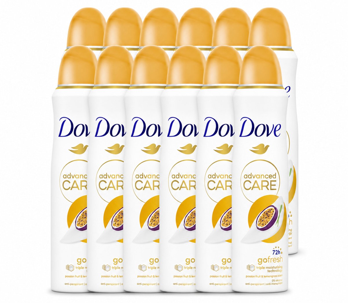12 x Dove – Deodorant Spray – Passievrucht & Citroengras – 150 ml - Voordeelverpakking - 12 stuks