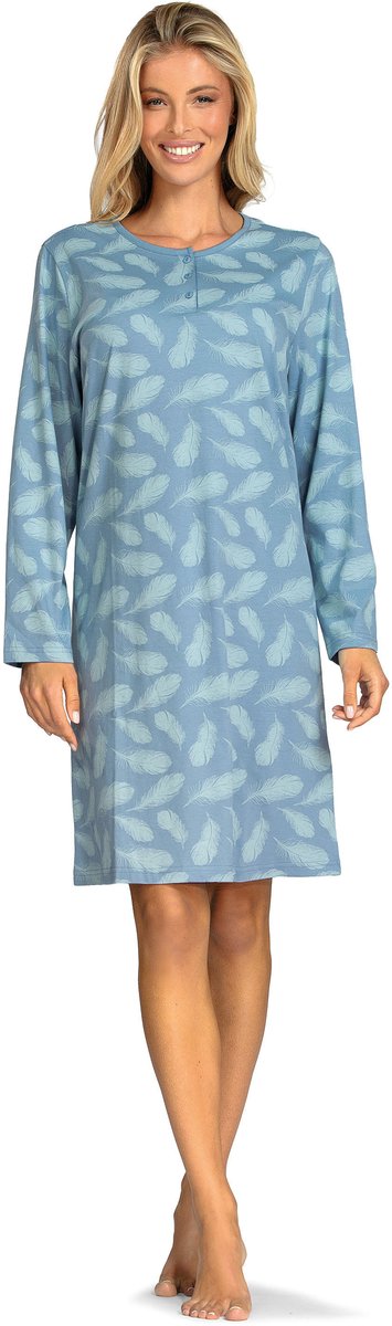 Comtessa Nachthemd 'Like a Feather' - Dames Nachtmode - Lange Mouw - Blauw - Maat 50