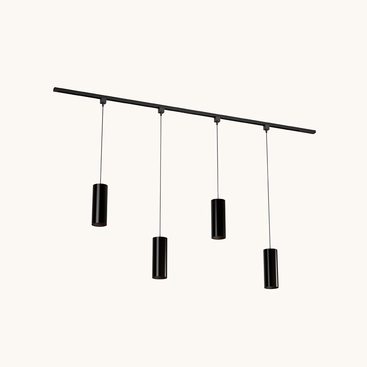 LUSENZ Railverlichting Pakket - Recht - 2x 1 m rail - 4 hanglampen - Incl. 2700K GU10 - IP20 - Modulair - 230V - Belano(L) - Zwart