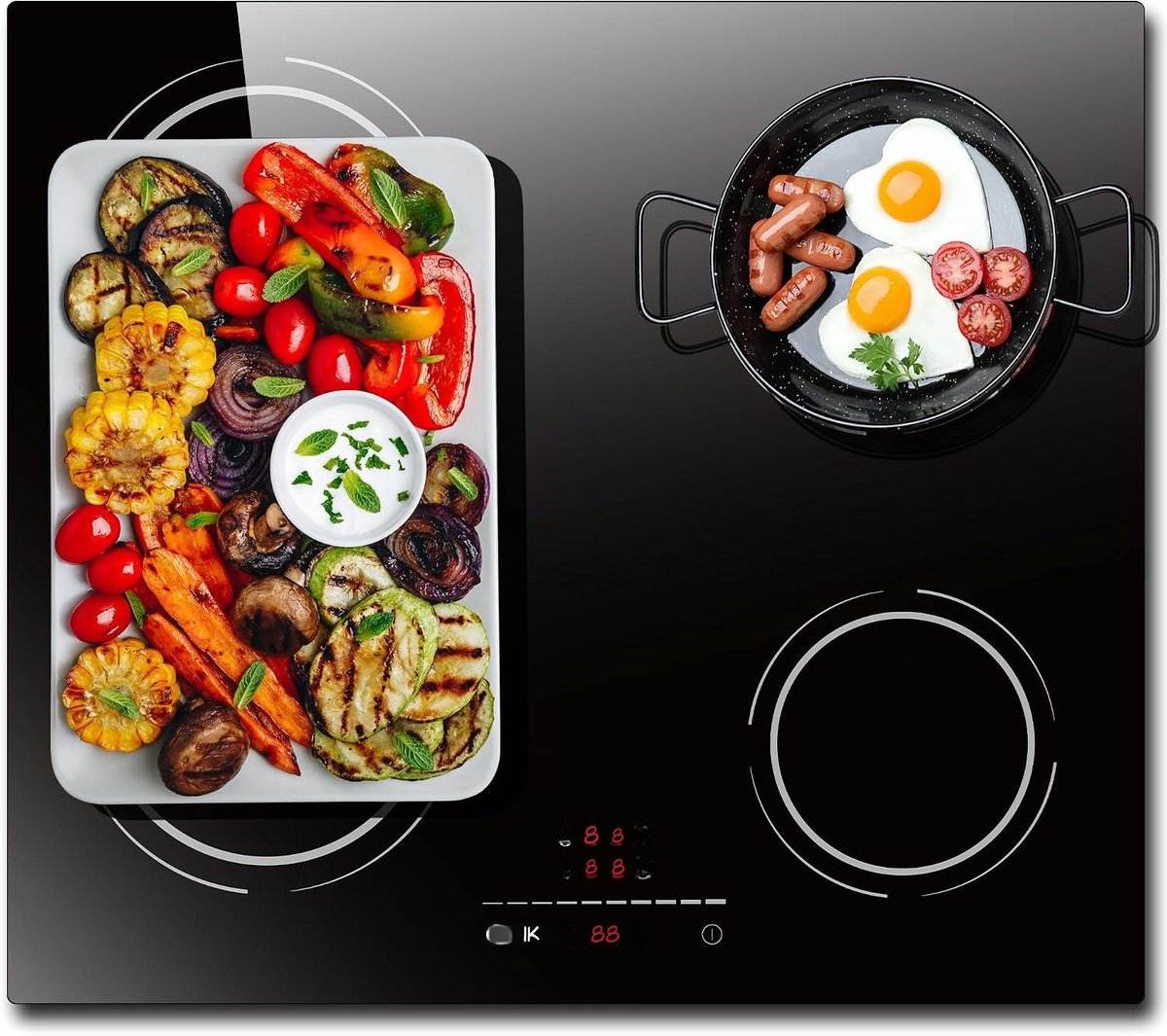Kavora® Inbouw Inductiekookplaat - Inductiekookplaat - Inductiekookplaat met Boosterfunctie - Zwart - 59cm x 52cm x 6cm