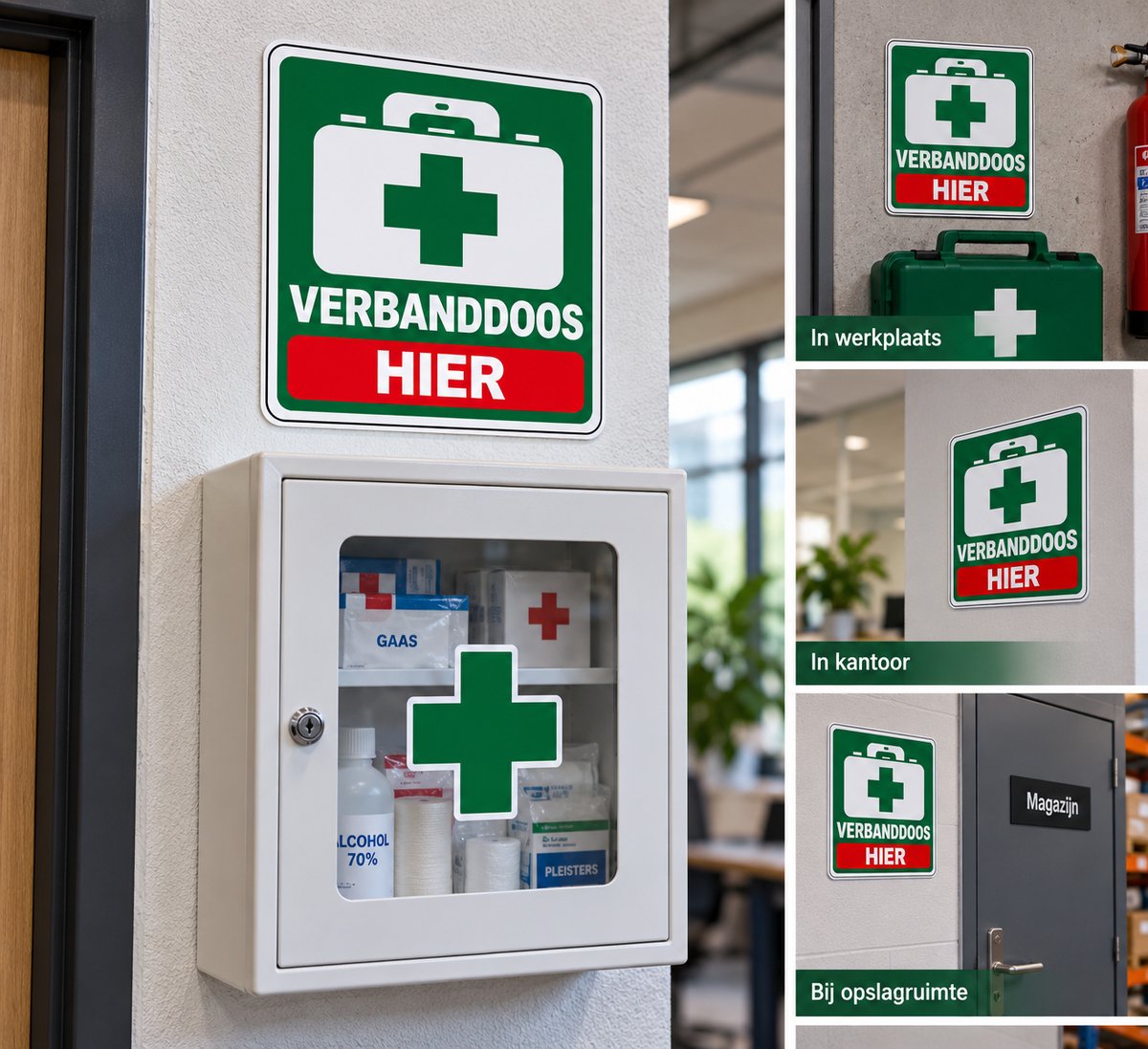 Verbanddoos Hier Sticker – 20 x 15 cm