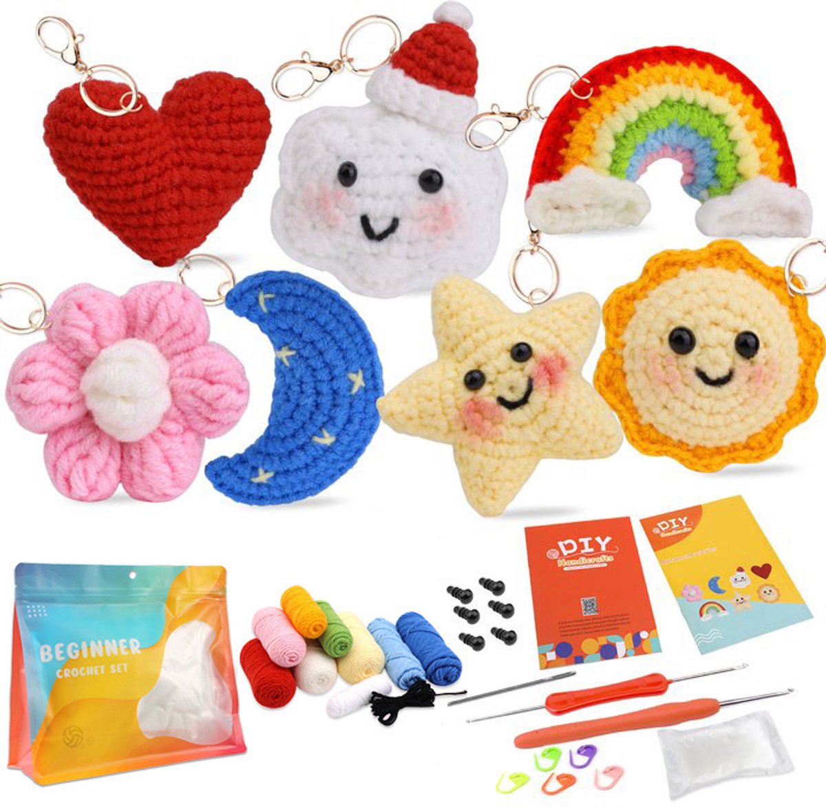 DIY haakpakket / haakpakket voor beginners / haakpakket voor pop - Zon, wolken, regenboog