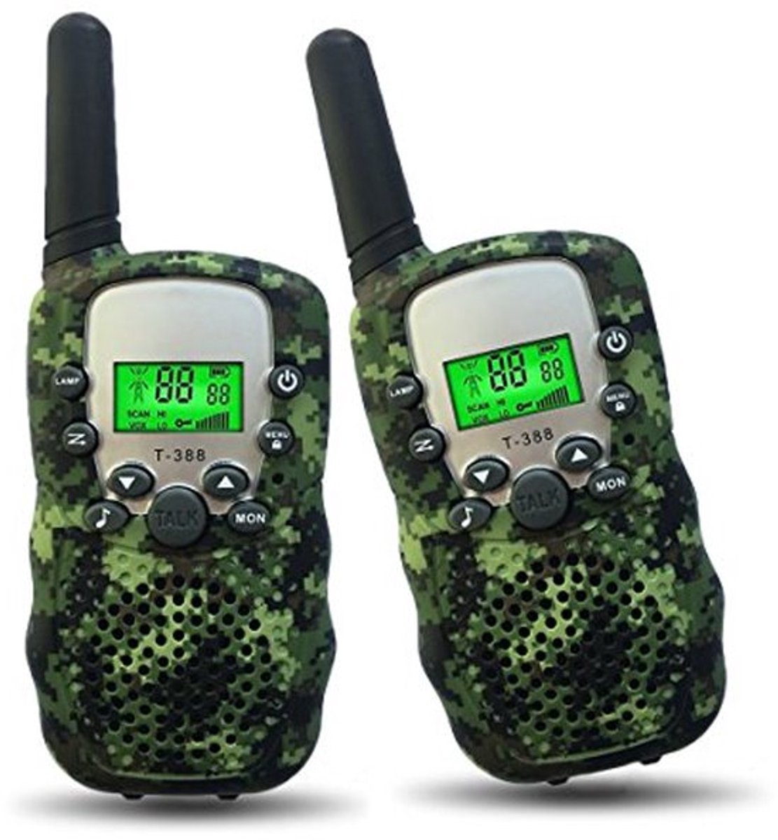 YAR - Walkie talkie voor kinderen - Walkie Talkie - Speelgoed - 3 km bereik - Batterij niveau indicatie – Groen/Camo