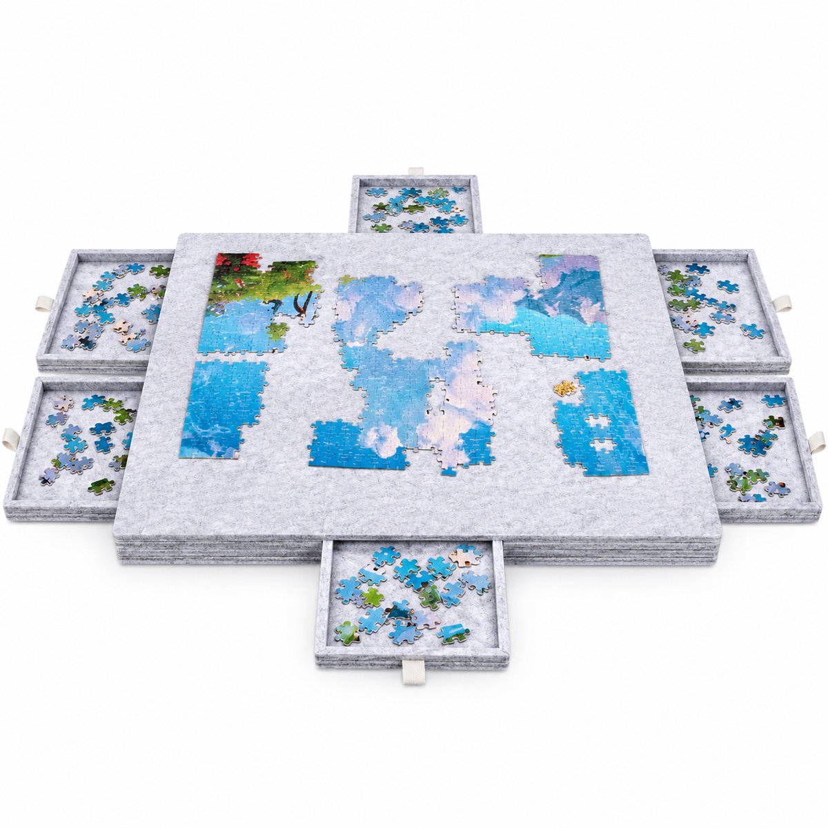 Currero Puzzeltafel Met Lades 1000 Stukjes - Puzzelbord - Puzzelmat - Opbergsysteem - Vilt - Met Deksel - Legpuzzel Accessoires - 1000 Pcs