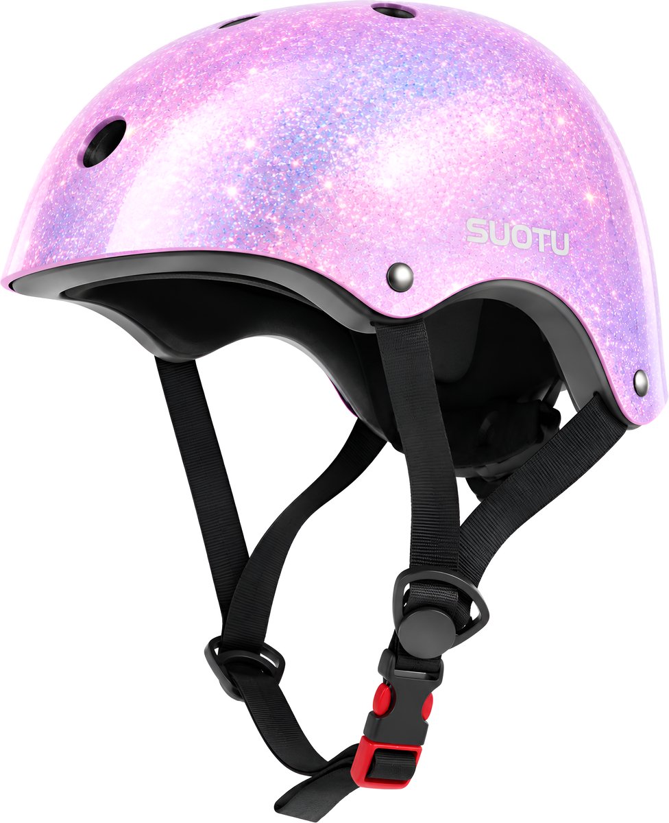 Suotu Kinderhelm - Verstelbare Fietshelm & Skatehelm - Voor Fietsen, Steppen, Skateboarden & BMX - Maat S - Paars