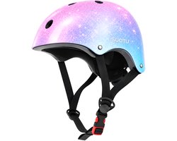 Suotu Kinderhelm - Verstelbare Fietshelm & Skatehelm - Voor Fietsen, Steppen, Skateboarden & BMX - Maat M - Roze/Blauw