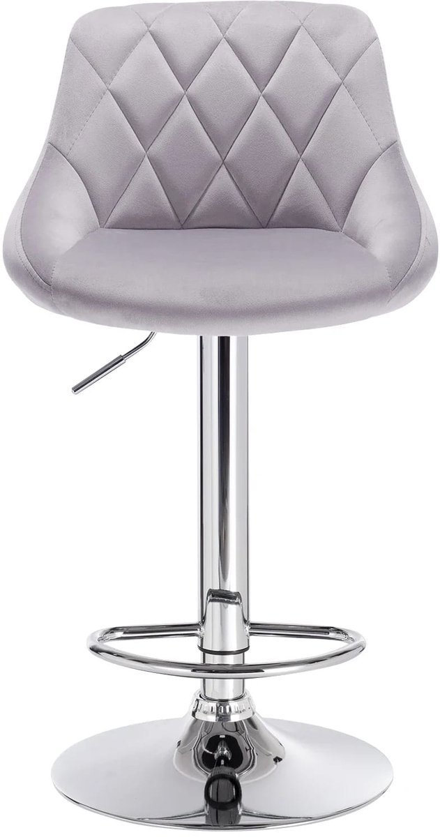 Klarven Barkruk Lichtgrijs - Barkrukken met Rugleuning - Barkrukken Set van 2 - Bar Stool - Ergonomisch ontwerp, In hoogte verstelbaar - Draagvermogen tot 100 kg, 360 graden draaibaar - B35xd38cm