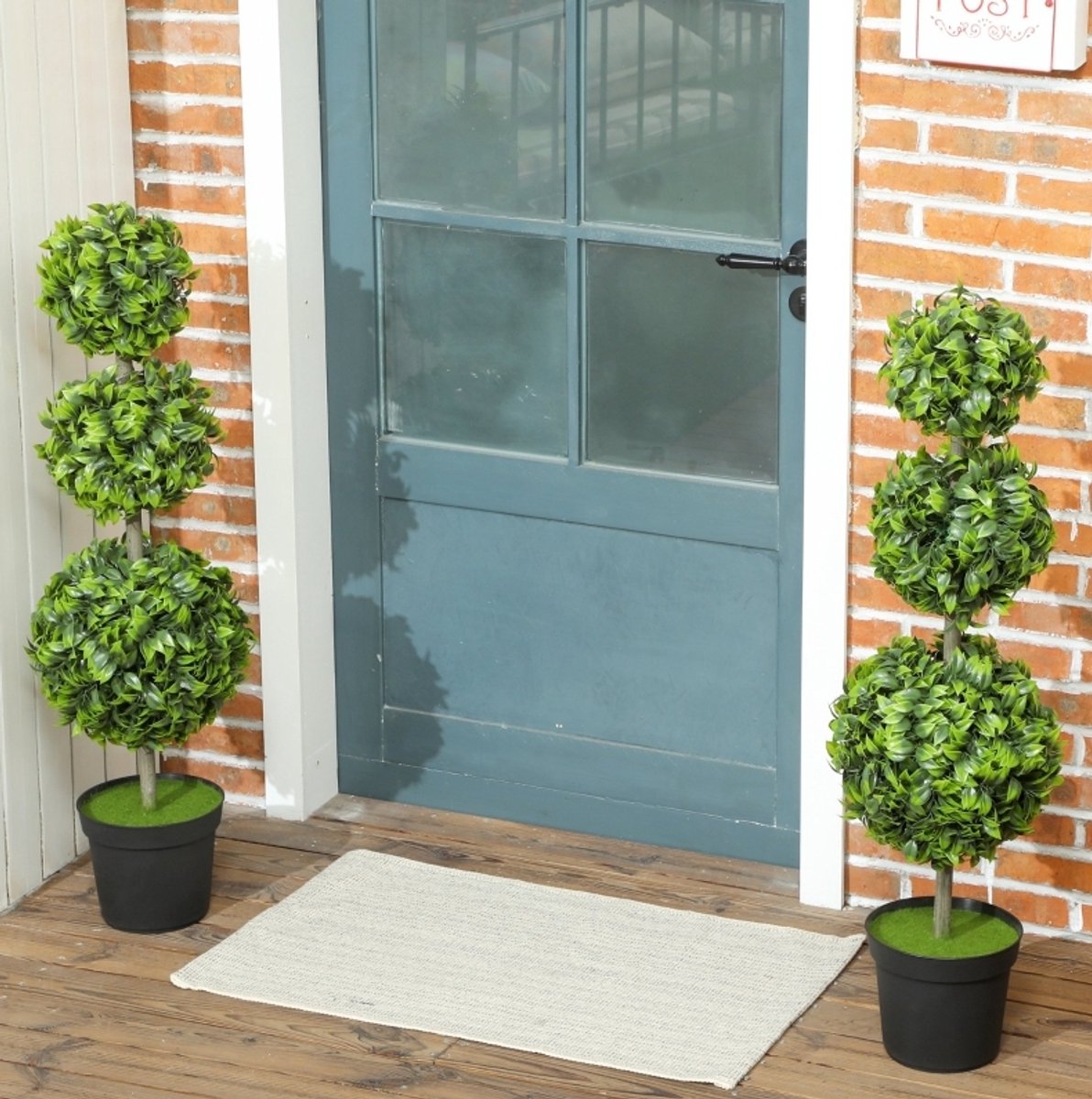 Kunstplant in Pot - Set van 2 - 100 cm - Kunststof - Groen - Met Pot - UV-Bestendig voor Binnen en Buiten