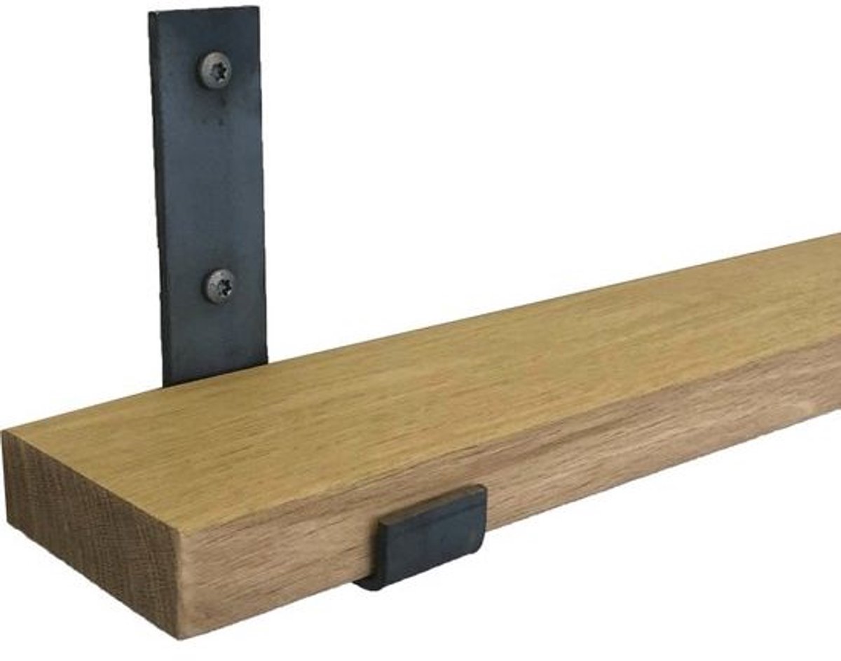 GoudmetHout Lichte Eiken Wandplank - 260x10 cm - Plankdragers L-UP Zonder Coating Licht eiken