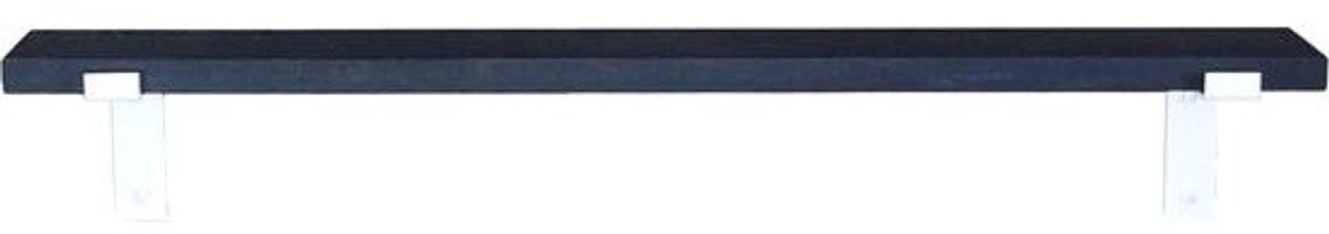 GoudmetHout Zwarte Eiken Wandplank - 240x10 cm - Plankdragers L Mat Wit Zwart eiken