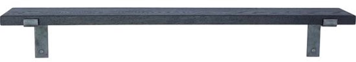 GoudmetHout Zwarte Eiken Wandplank - 260x15 cm - Plankdragers L Zonder Coating Zwart eiken