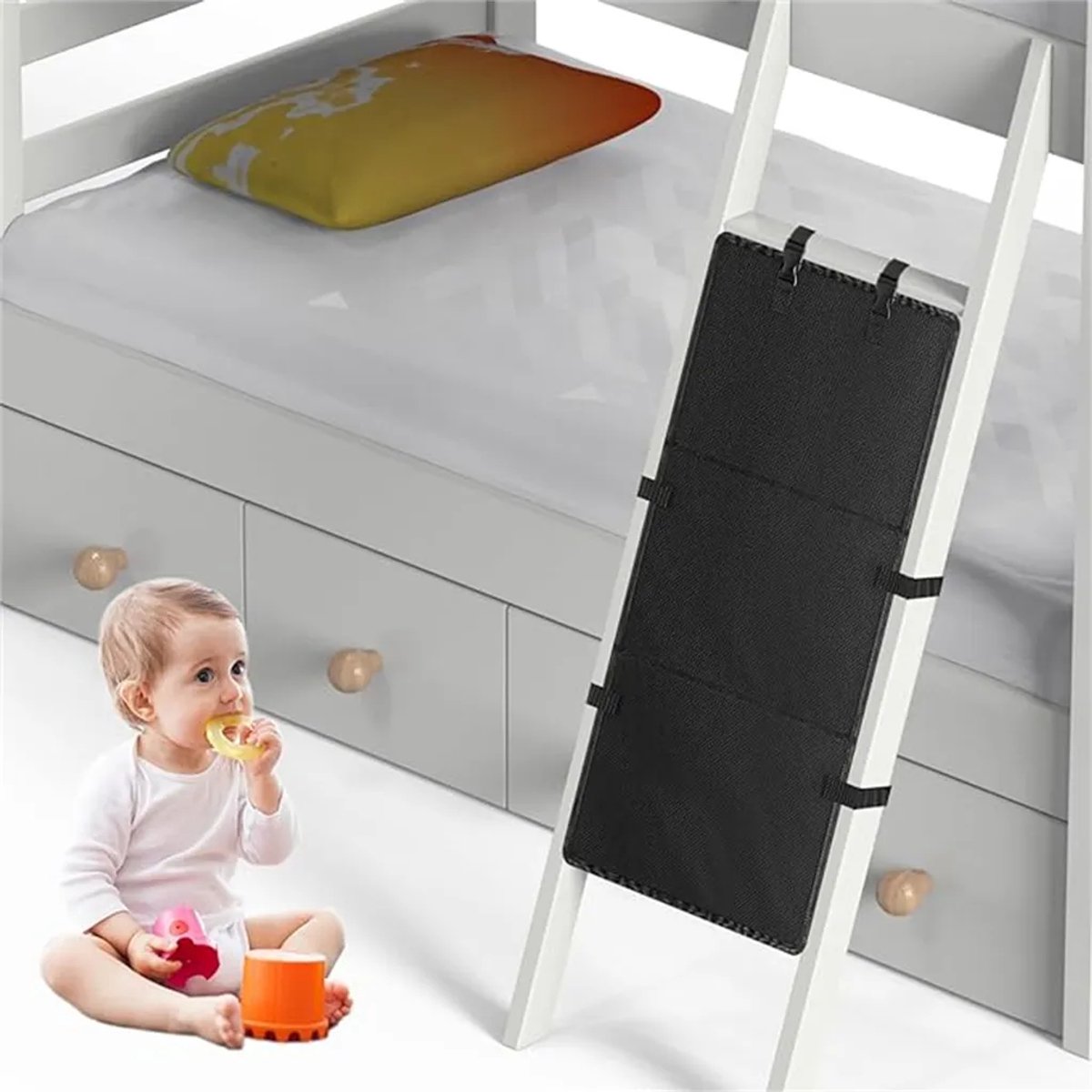 Veiligheidsafdekking Geschikt voor de ladder van een stapelbed, Geschikt voorkomt dat kinderen op de ladder klimmen, verstelbare veiligheidsgesp, opvouwbaar Geschikt voor opslag.
