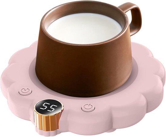 Elektrische bekerwarmer - warme onderzetter met constante temperatuur - automatisch opwarmende melkverwarmer - slimme voor kantoor met digitaal led-display - functie - roze — afbeelding 5