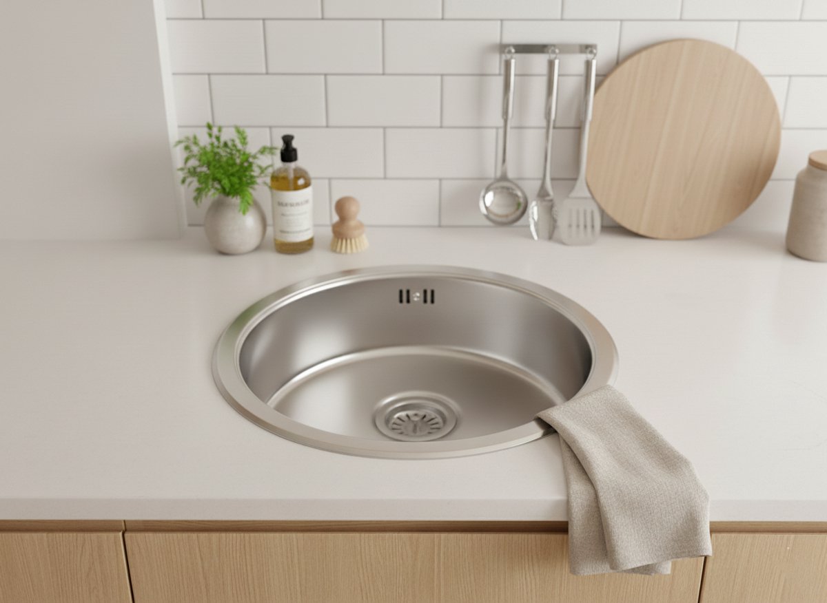 FAIZEE HOME RVS Spoelbak Keuken – Inbouwspoelbak Zilver – Diverse Maten en Modellen Ø 42 cm Zonder kraan