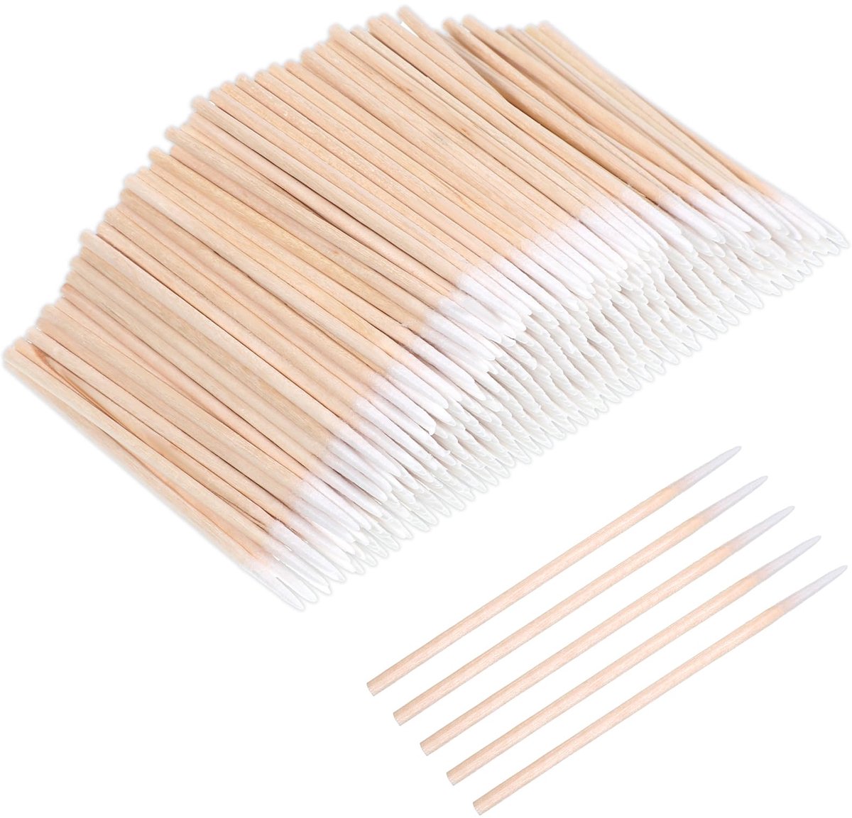 Wattenstaafjes - Met puntige tip en houten steel - Voor precisie bij microblading, make-up correctie, nagellakreiniging en wenkbrauwtattoos - 1000 stuks