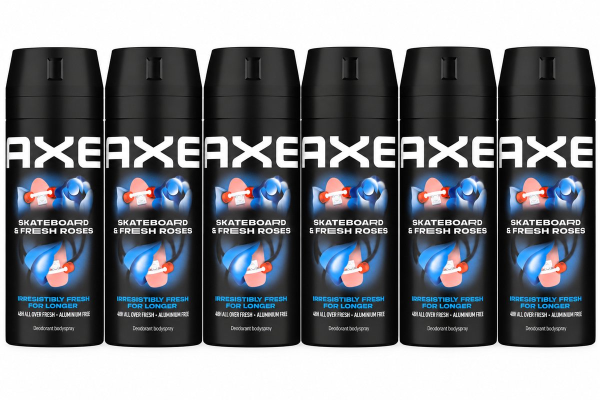 Axe Deospray – Skateboard & Fresh Roses - Voordeelverpakking 6 x 150 ml