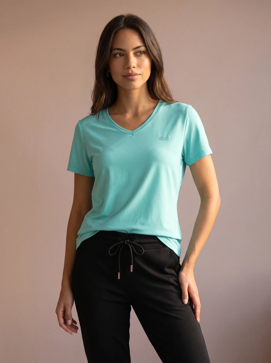 Sjeng Sports INES - Maat: XL Aruba blue - Tennis Shirt Vrouwen - Sportshirt - 90% polyester, 10% elastaan