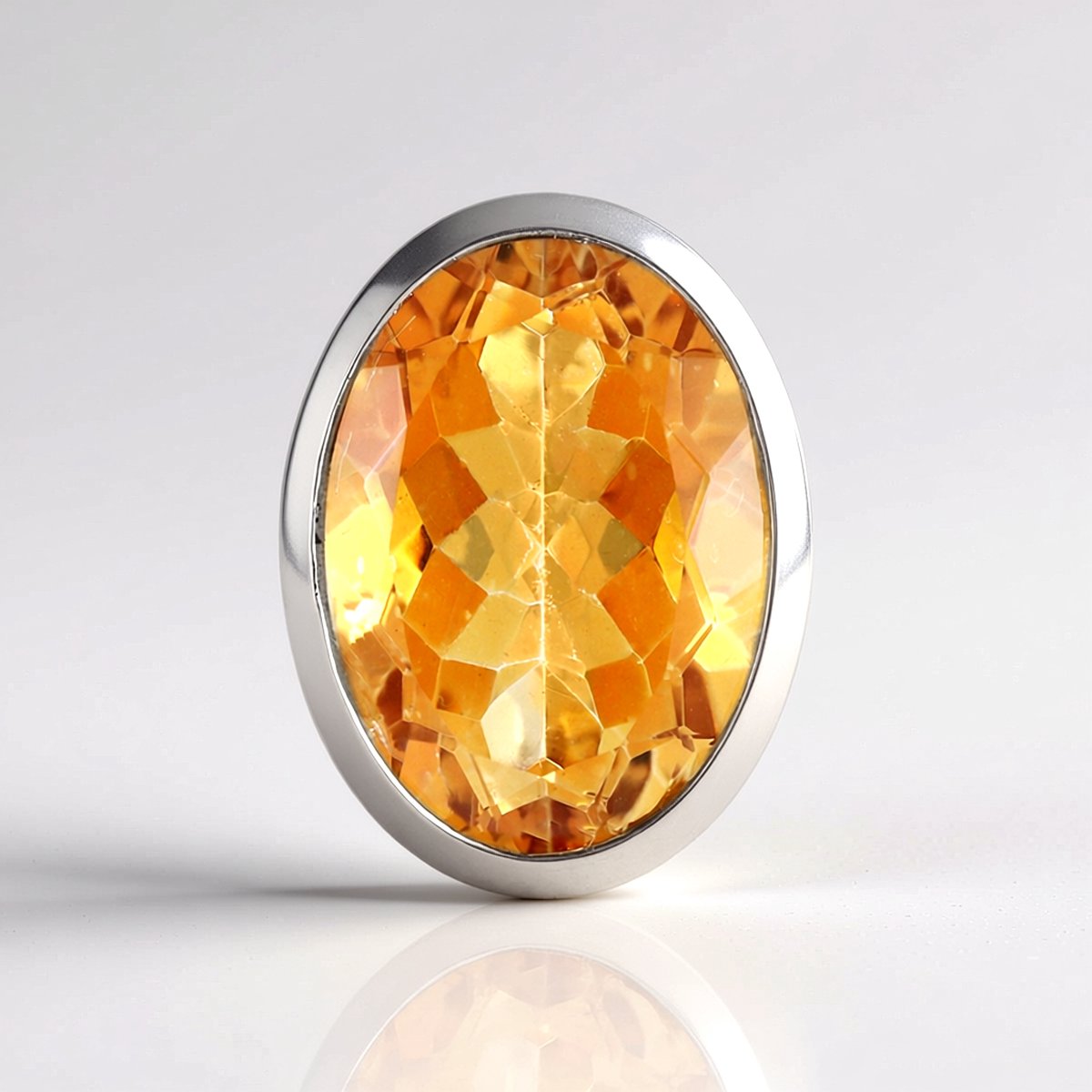 Cavill - Zilveren Hanger met Ovale Oranje Kwarts 10,868 ct - 925 Sterling Zilver Platina Gecoated - Monosono Collectie - Edelsteen Sieraad Brazilië