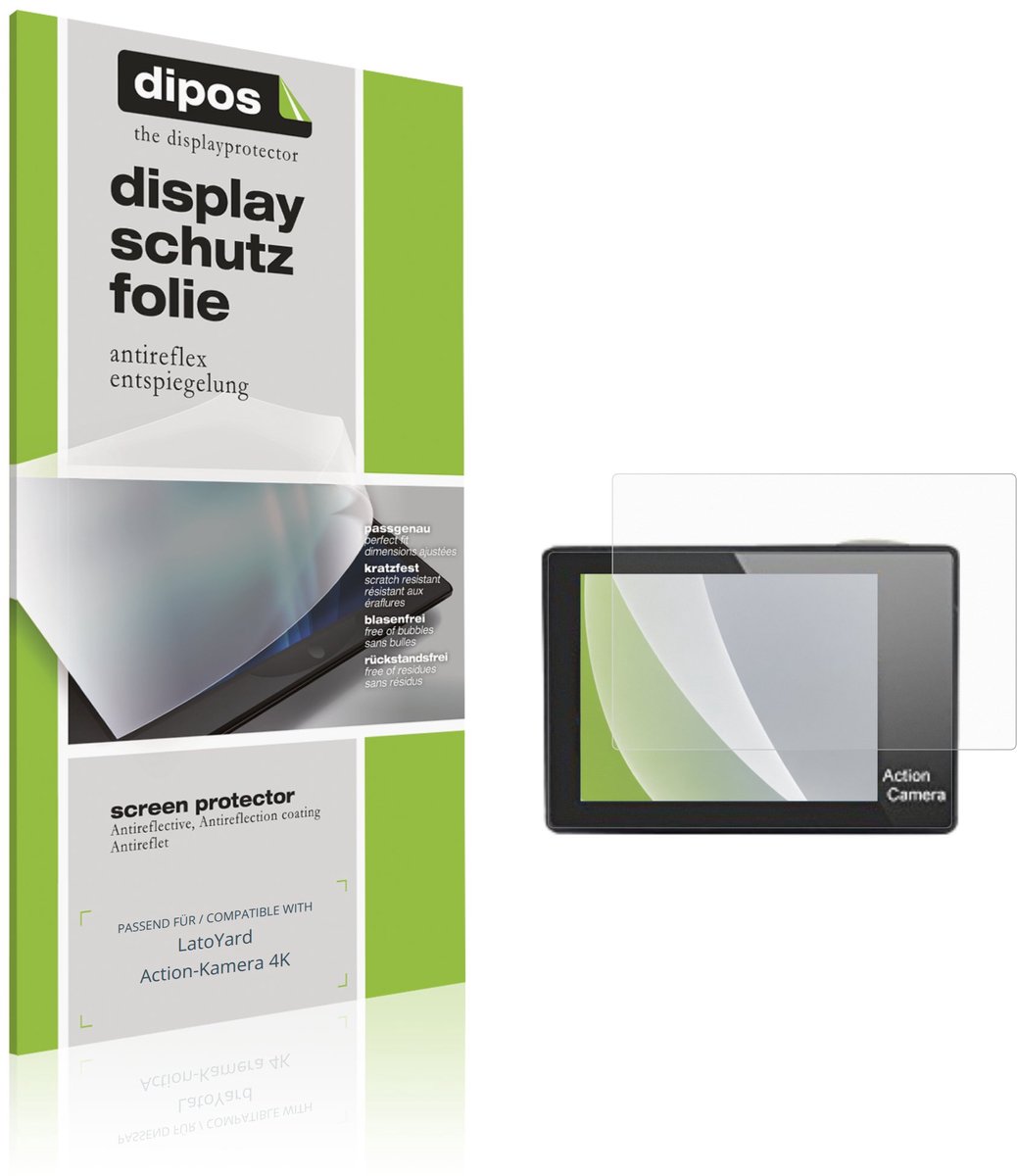 dipos – 4x Matte Beschermfolie geschikt voor LatoYard Action-Kamera 4K | Krasbestendige & antireflecterende Screenprotector Ultra-Thin