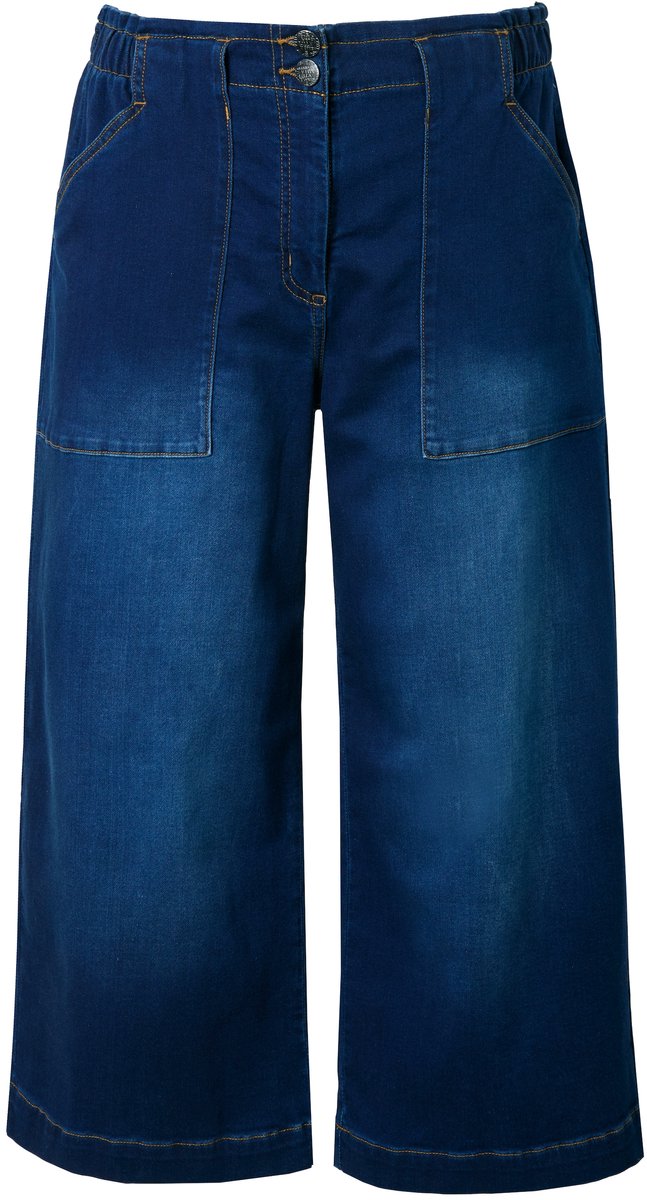 Ulla Popken - Dames - Jeans Rose wijde rechte pijpen stretchdenim - Donkerblauw denim - Maat 58