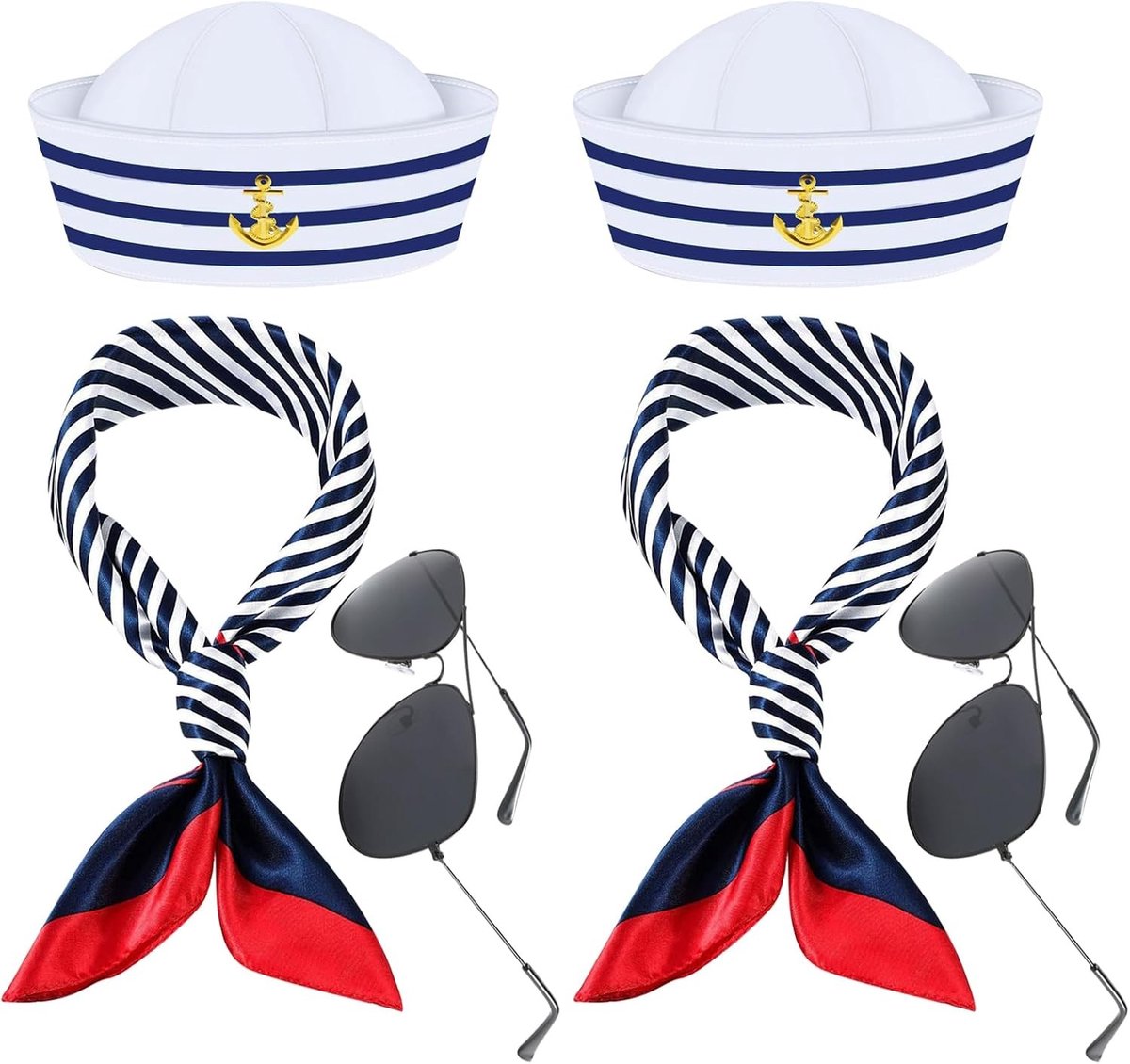 Marine Kostuumset voor Vrouwen met Zonnebril en Sjaal voor Halloween, Cosplay en Feestjes