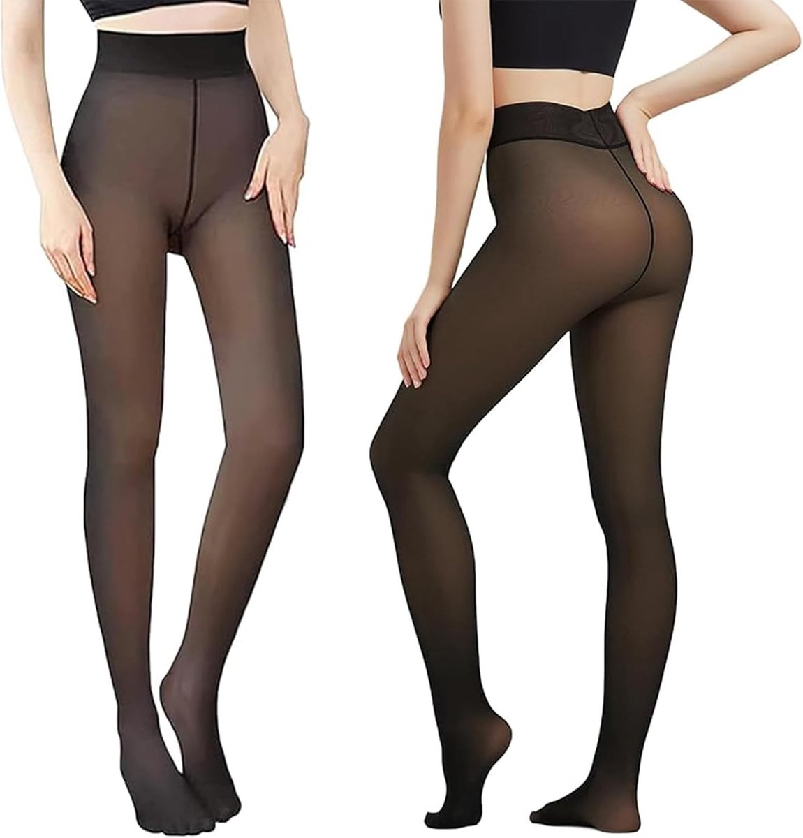 Dames Transparante Thermoleggings met Fleece Voering en Zachte Tailleband voor Comfort en Warmte