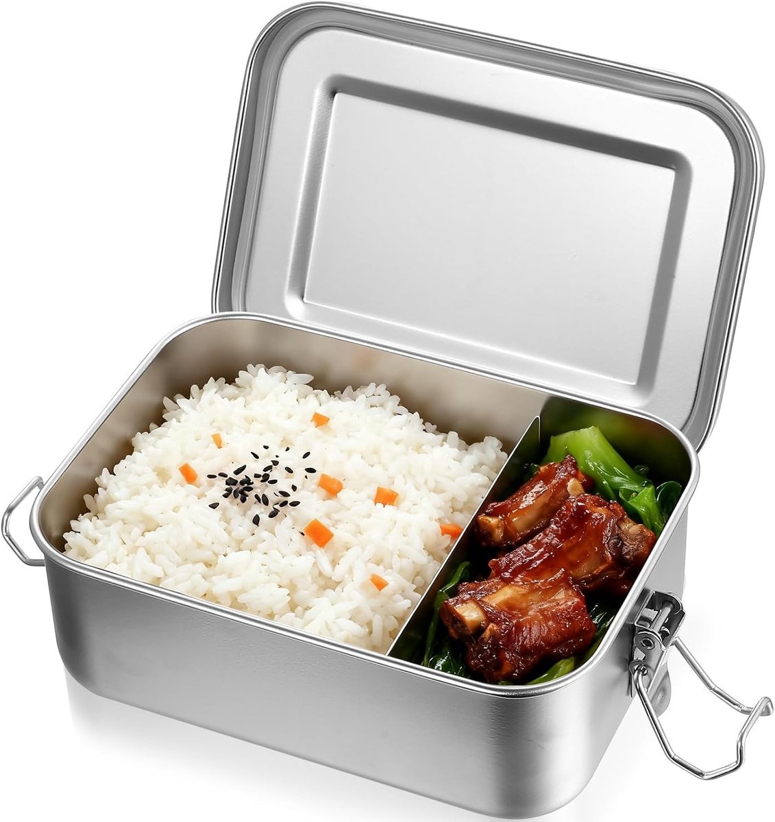 Roestvrijstalen Lunchbox - Zilver - 16,5 x 12,1 x 6 cm - Lekvrije Voedselcontainer met Scheidingswand - Voor Volwassenen