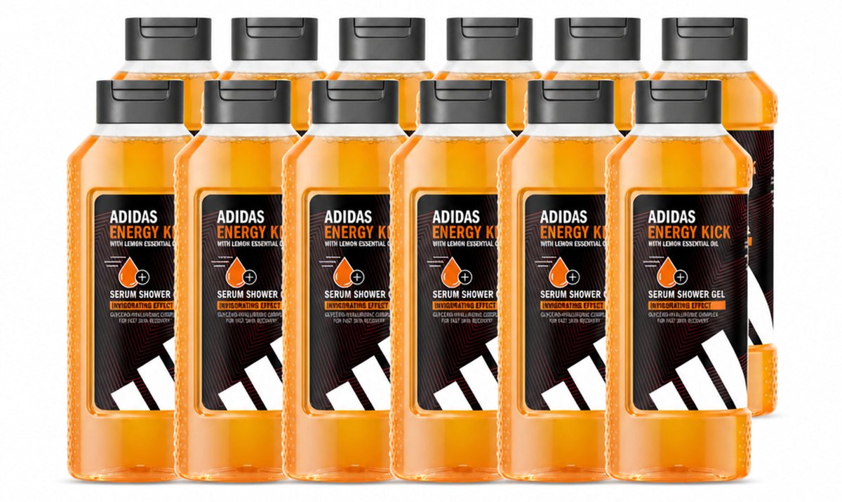 12 x Adidas – Douchegel – Active Skin & Mind Energy Kick – 400 ml - Voordeelverpakking - 12 stuks