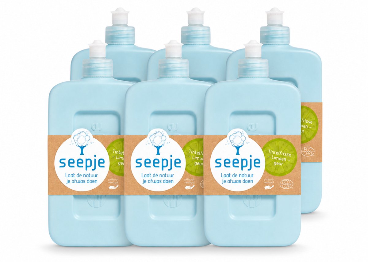 6 x Seepje - Afwasmiddel - Milieuvriendelijk - Tintelfrisse Limoen Geur - 500 ml - Voordeelverpakking - 6 stuks