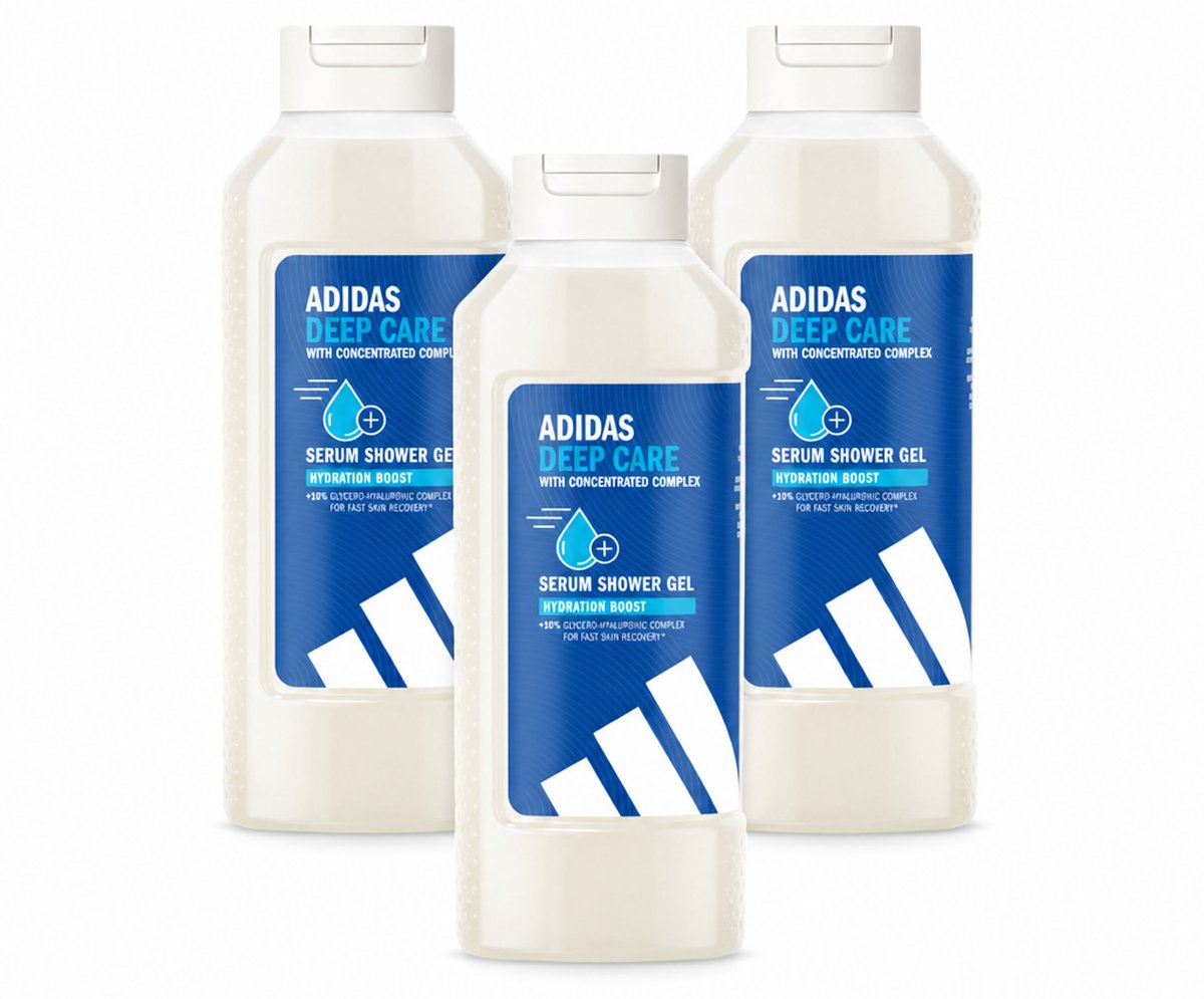 3 x Adidas – Douchegel – Active Skin & Mind Deep Care – 400 ml - Voordeelverpakking - 3 stuks