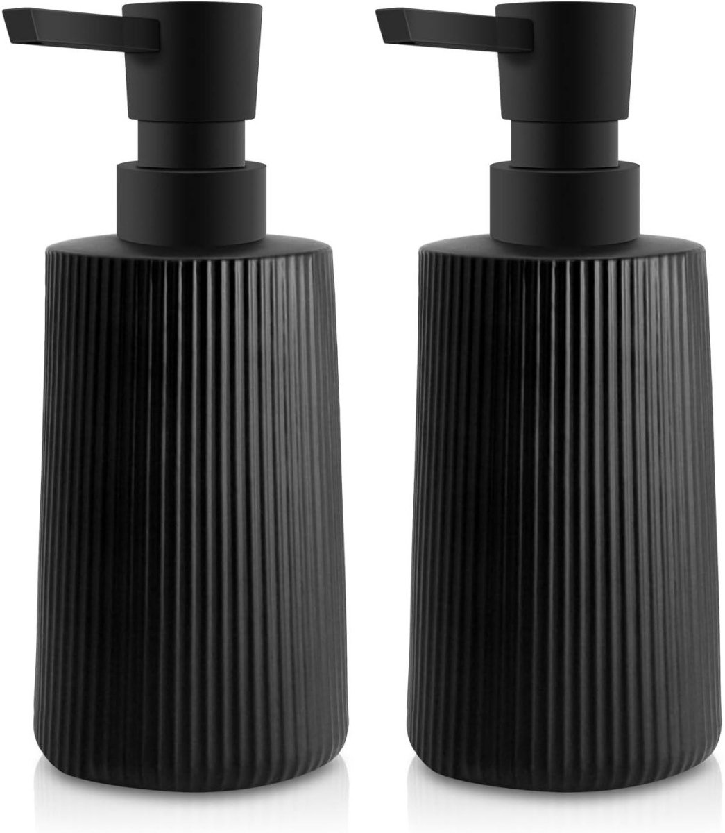 SSTRWGOOD 2 Stuks Zeepdispenser - Seifenspender Bad - 380ml Soap Dispenser met Pomp - Geschikt voor Badezimmer en Keuken - Kunststof - Afmetingen 17.5x6.5cm