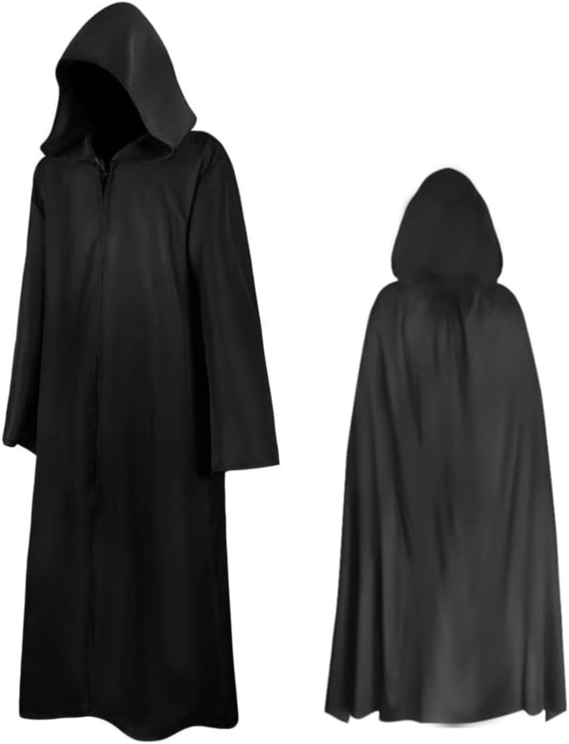 Unisex Lange Zwarte Cape met Kap voor Halloween en Cosplay - Perfecte Kostuum Accessoire voor Feestjes en Theatrale Optredens