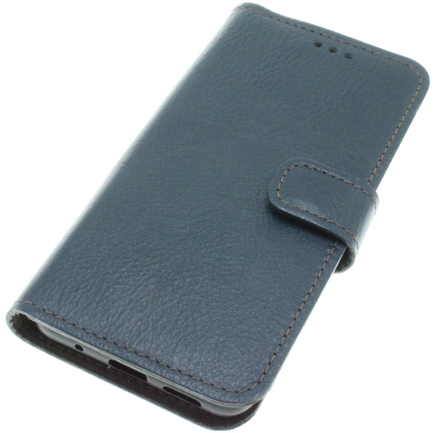 Apple iPhone 16 Plus Blauw glad kalfsleer hoesje Nr-18
