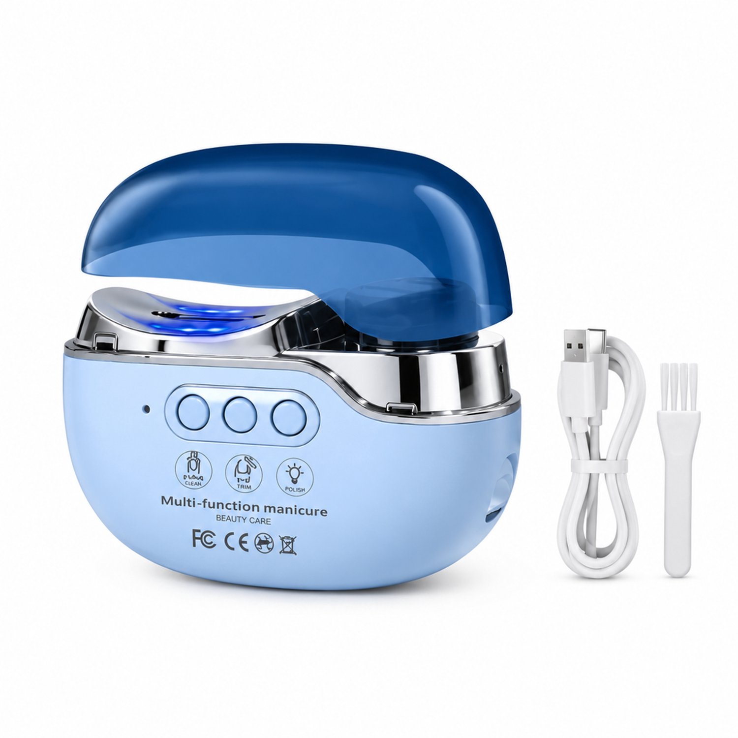 elektrische nagelknipper - Blauw, Engelse uitvoering - Modern en minimalistisch - Voor dagelijks thuisgebruik