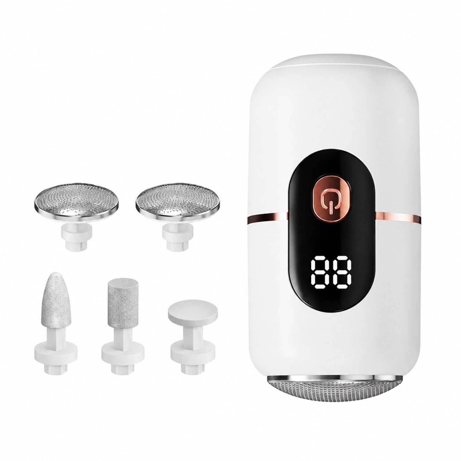 Elektrische nageltrimmer - wit, 6 standen - voor nagels en hielen - met 5 slijpkoppen, Engelstalige uitvoering