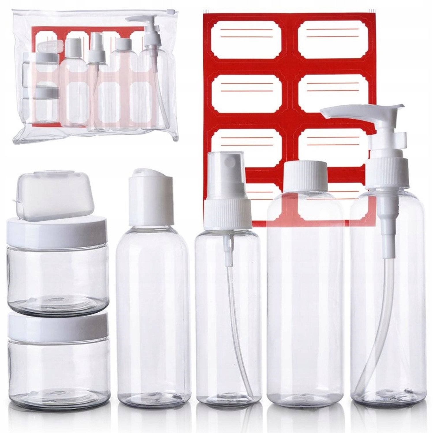 Reisflacons voor cosmetica met etui - Vliegtuig- en handbagageformaat