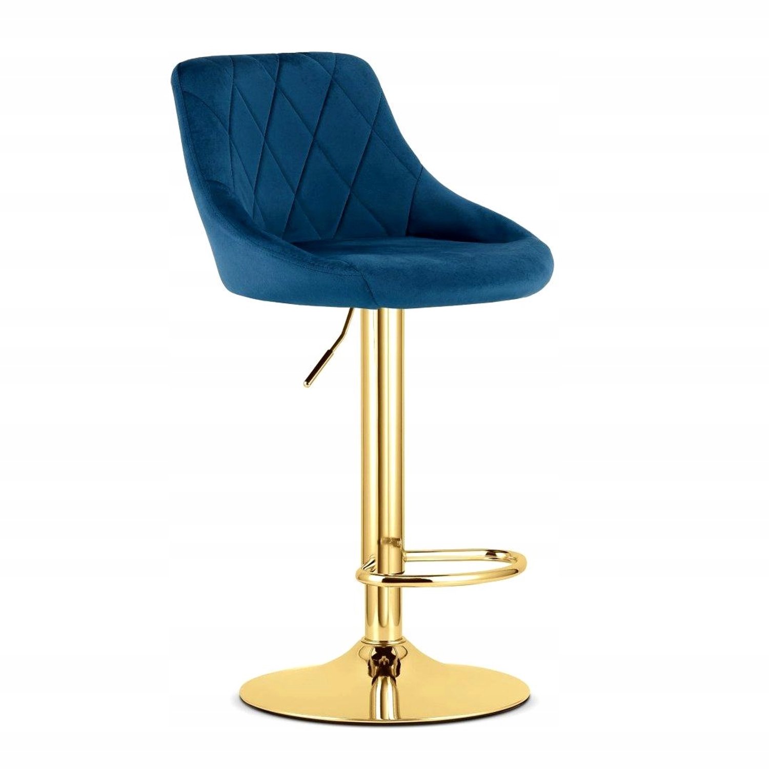 Draaibare Velours Hocker Auraio - Navy Blauw met Gouden Basis