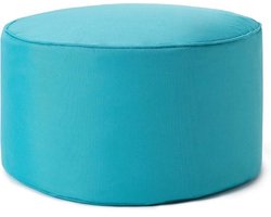Zitpoef - Hocker - Ronde zitzak - Voor binnen en buiten - Waterafstotend - Onderhoudsvriendelijk - 25x45cm - Turquoise