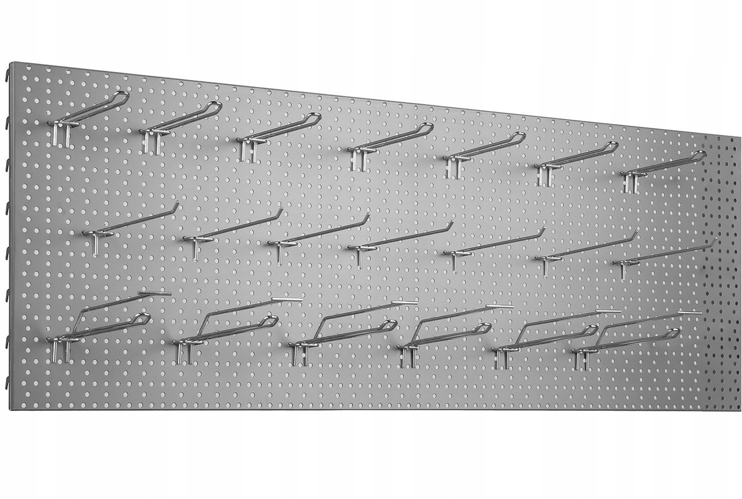 Gereedschapsbord 100x40 cm lichtgrijs met 20x dubbele haken 20 cm